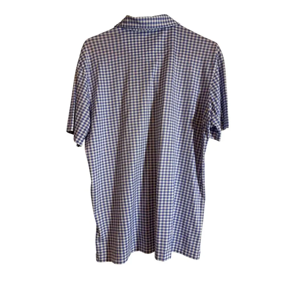 Ralph Lauren Polo Golf Vintage Men's Size M Blue White Gingham Shirt Pima Cotton
